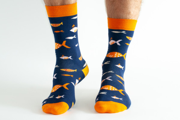 DORIS & DUDE HERREN BAMBUS SOCKEN NAVY FISH