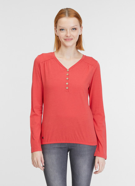 RAGWEAR DAMEN LANGARMSHIRT MIT KNOPFLEISTE PINCHI RED