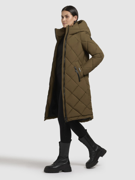 KHUJO DAMEN WINTER STEPPMANTEL ANTE OLIVE GREEN