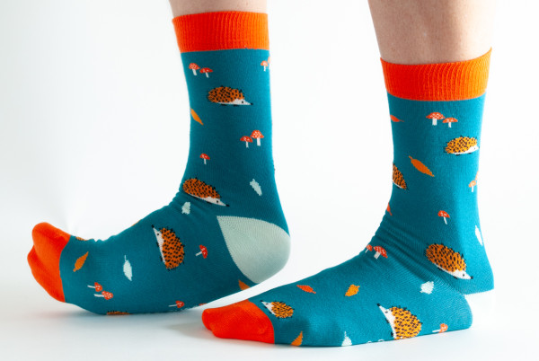 DORIS & DUDE DAMEN BAMBUS SOCKEN TEAL HEDGEHOG