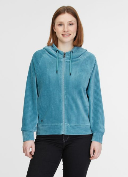 RAGWEAR DAMEN KAPUZENSWEAT-JACKE CORDULY IN CORDOPTIK OCEAN GREEN