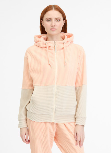 RAGWEAR DAMEN KAPUZENSWEAT-JACKE COLBIE BLOCK ZIP IN CORDOPTIK LIGHT PEACH