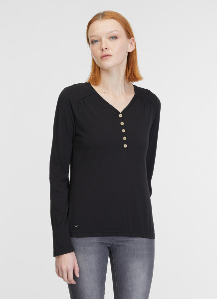 RAGWEAR DAMEN LANGARMSHIRT MIT KNOPFLEISTE PINCHI BLACK