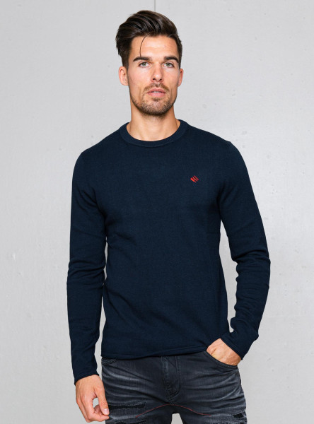 GOODNESS INDUSTRIES HERREN STRICK PULLOVER BRAD DARK BLUE