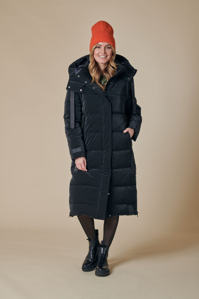 ZHRILL DAMEN WINTER STEPPMANTEL-WESTE ZHISI MAX METALLIC MIT ABNEHMBARER KAPUZE JET BLACK