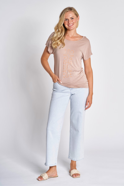 ZHRILL DAMEN T-SHIRT MIT LOGOPRINT ZHSHELLY TAUPE