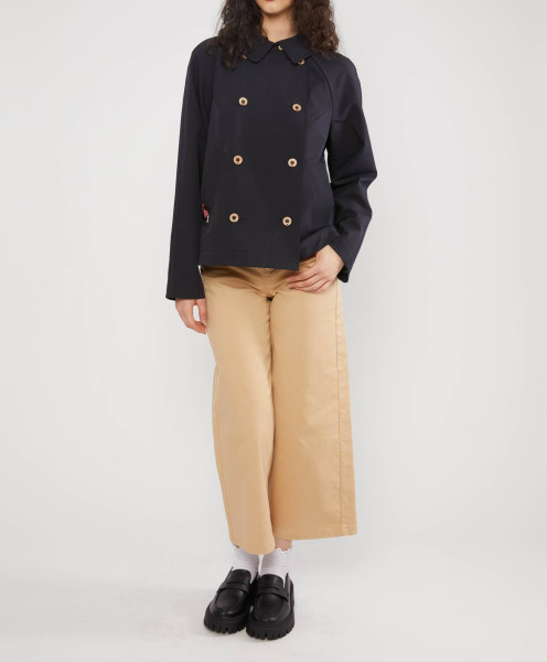 BLUTSGESCHWISTER DAMEN JACKE TINY TRENCH - LEO DOTS BLACK