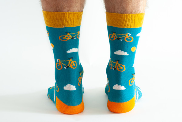 DORIS & DUDE HERREN BAMBUS SOCKEN TEAL BIKE