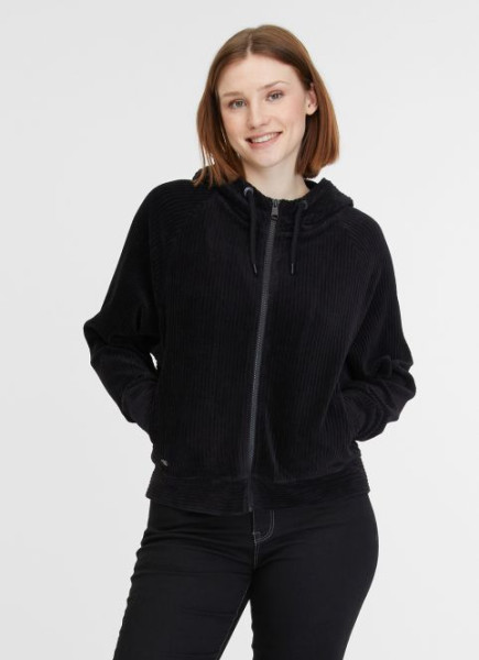 RAGWEAR DAMEN KAPUZENSWEAT-JACKE CORDULY IN CORDOPTIK BLACK