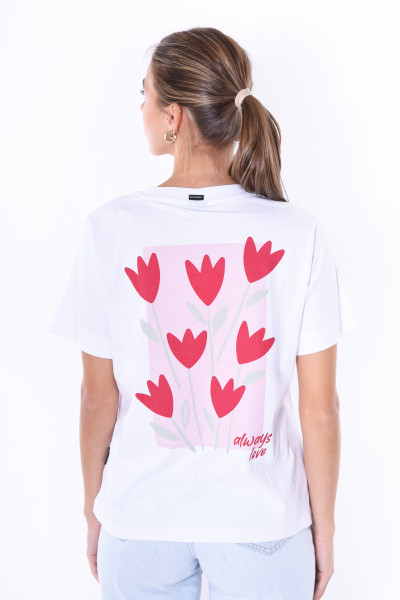 KLEINIGKEIT DAMEN SHIRT T-SHÖRT BIG TULPEN - WHITE