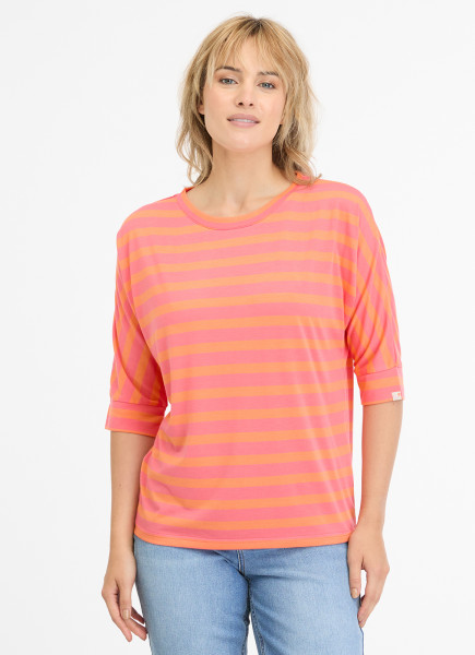 RAGWEAR DAMEN 1/2 ARM SHIRT GESTREIFT SHIMONA STRIPES CORAL ORANGE