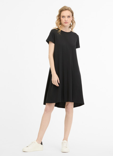 RAGWEAR DAMEN T-SHIRTKLEID IN LEICHTER A-LINIE MIT TASCHEN CHICKY BLACK