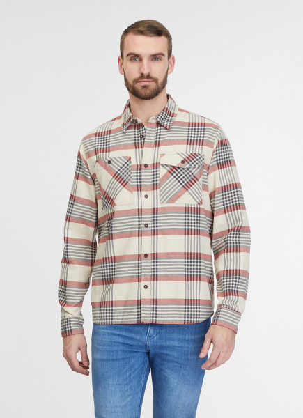 RAGWEAR HERREN KARO FLANELLHEMD CHECKI ECRU BEIGE