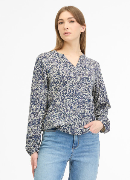 RAGWEAR DAMEN LANGARM SHIRT SANTICA PRINT MIDNIGHT BLUE