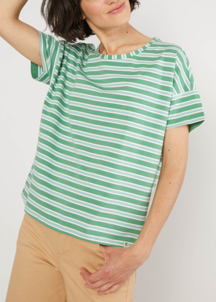 BLUTSGESCHWISTER T-SHIRT THE GENEROUS ONE CARAVAN STRIPES GREEN