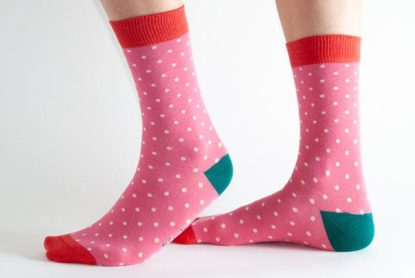 DORIS & DUDE DAMEN BAMBUS SOCKEN PINK SPOT