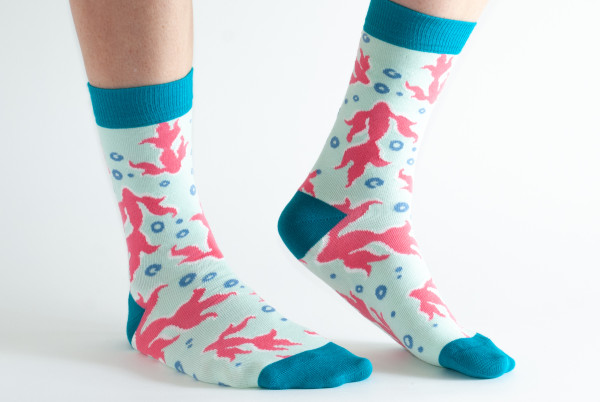 DORIS & DUDE DAMEN BAMBUS SOCKEN MINT FLYING FISH